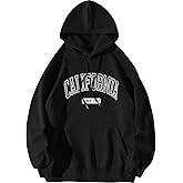 ORANDESIGNE Letter Graphic Print Hoodies for Women Oversized Long Sleeve Casual Drawstring Fall Pullover Sweatshirt Tops