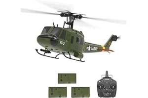 OYDL YU Xiang F07 Bell UH-1 Huey RC Helicopter for Adults, 1/34 2.4G 6CH Brushless Direct-Drive 3D/6G Flybarless Advanced RTF RC Helicopter with Optical Flow Positioning - 3PCS Battery