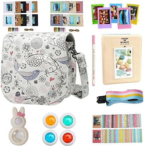 Alohallo Instax Mini 8 Accessories Bundles Set for FujiFilm Instax Mini 8 Instant Film Camera with Camera Case/ Close-Up Lens / Mini Album/ Color Frame/ Sticker Borders/ Strap/ Pens/ Filter(Bird)