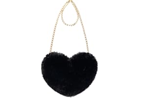 Miayon Heart Shaped Faux Fur Purse Fluffy Crossbody Shoulder Bag Cute Clutch Purses for Women Girls Halloween Valentine