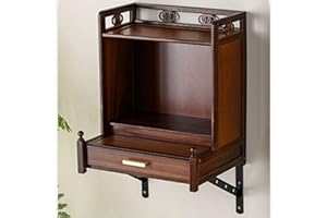 Solid Wood Wall-Mounted Buddhist Altar, with Drawer Buddha Statue Stand Shrine Buddha Table, Desktop Buddha Stand, Buddhist O