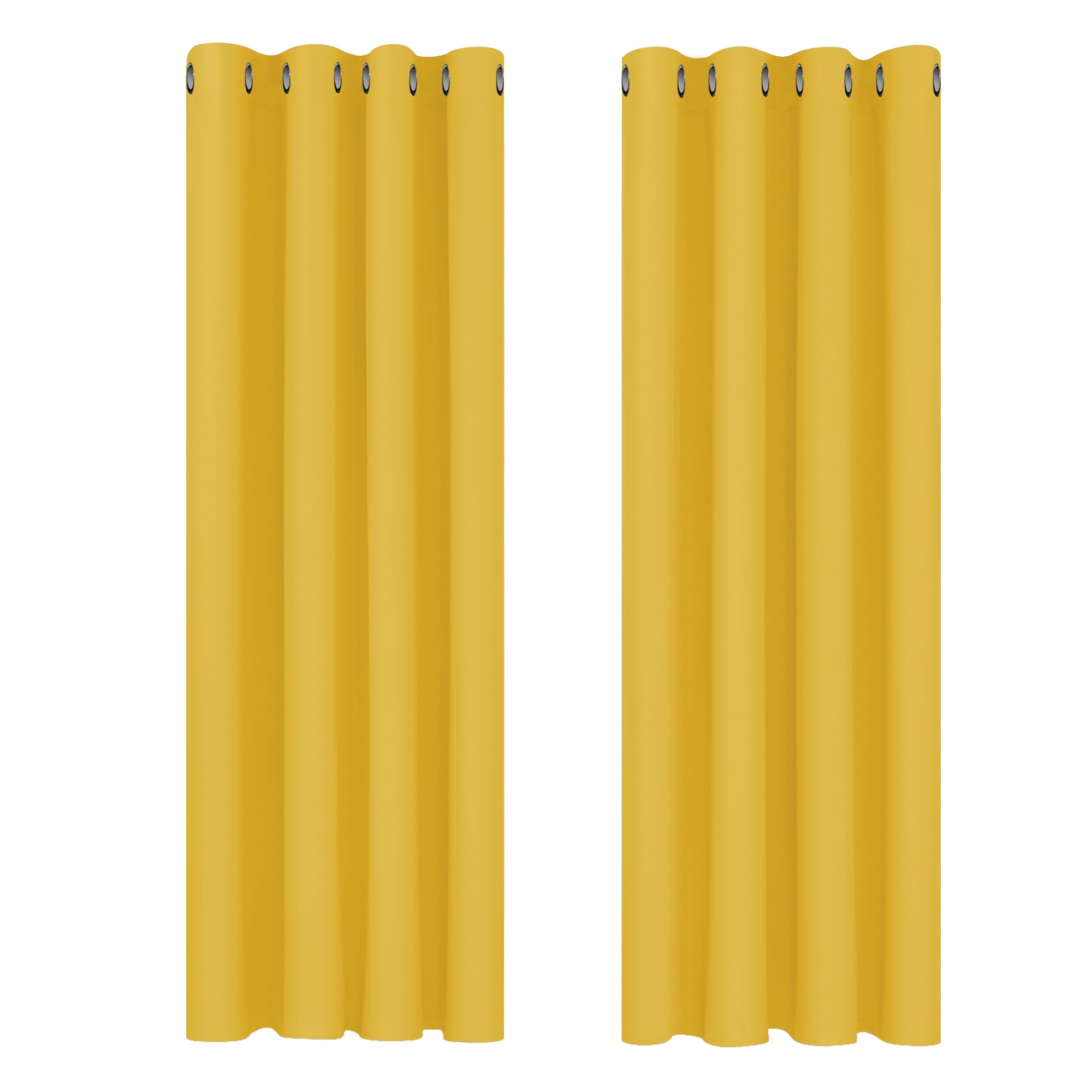 Deconovo Blackout Curtains Super Soft Bedroom Curtains Thermal Insulated Energy Saving Curtains for Kids Mellow Yellow 46x63 Inch 2 Panels