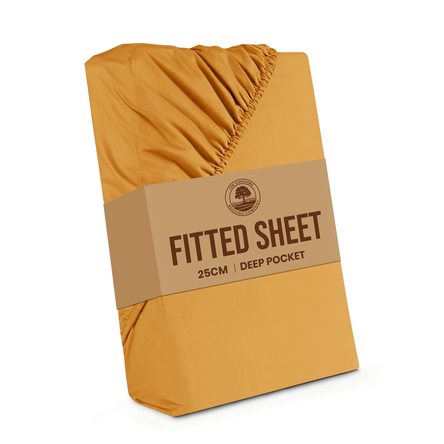 Yorkshire Bedding Extra Deep Super King Size Fitted Sheets 25 CM Ochre Bed Sheets with Elastic Corners Easy Care Soft Brushed Microfiber Fabric Breathable Shrinkage Fade-Resistant Bedsheets