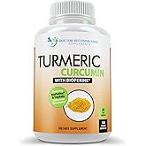 Turmeric Curcumin Supplement - 2250mg/d - Veggie Caps - 95% Curcuminoids with Black Pepper Extract (Bioperine) - 750mg Capsules - 100% Organic - Most Powerful Turmeric (180 Count)