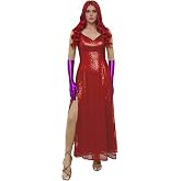 LOKETA Singer Jessica Costume Who Rabbit Cosplay Sequin Red Dress with Gloves and Wig