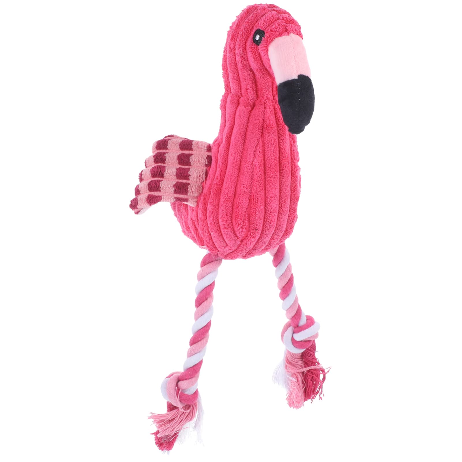POPETPOP Pet Dog Chew Rope Toy Squeaky Flamingo Shape for Puppy Teeth Clean Interactive Playtime