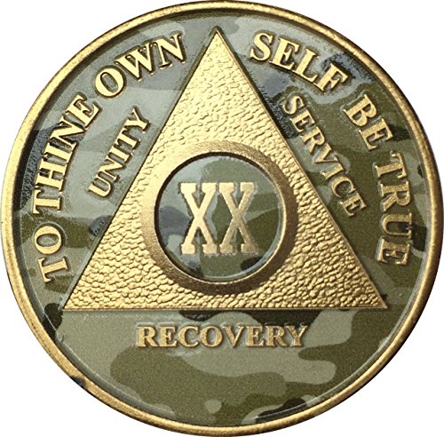 20 Year AA Medallion Camo Gold Plated Anniversary Chip Camouflage Color