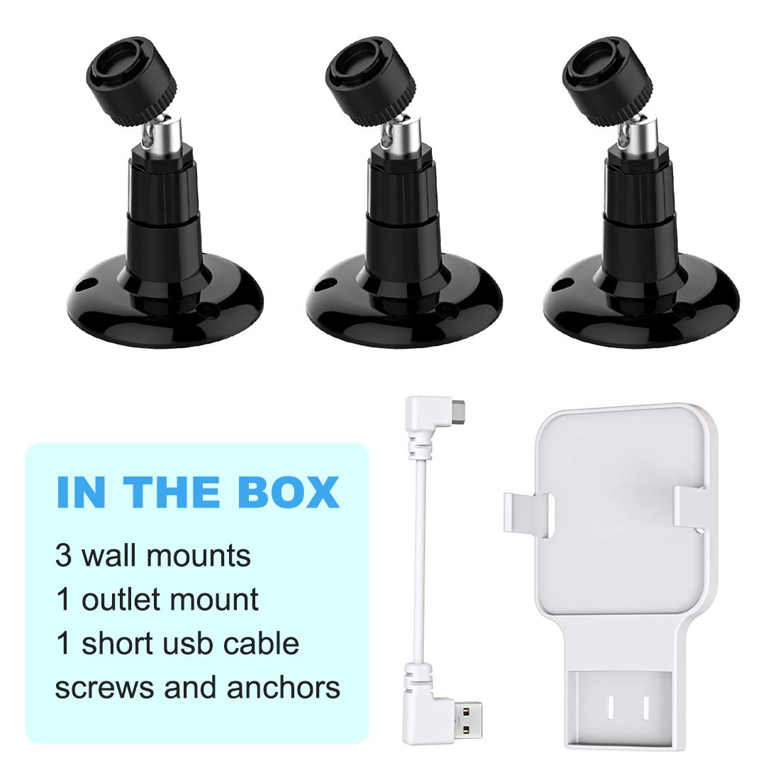 All-New Blink Outdoor Camera Mount,Compatible with Blink 4th and 3rd Gen Outdoor Camera,360 Degree Adjustable Mount with Blink Sync Module 2 Outlet Mount for Blink Camera System (Black,3Pack)