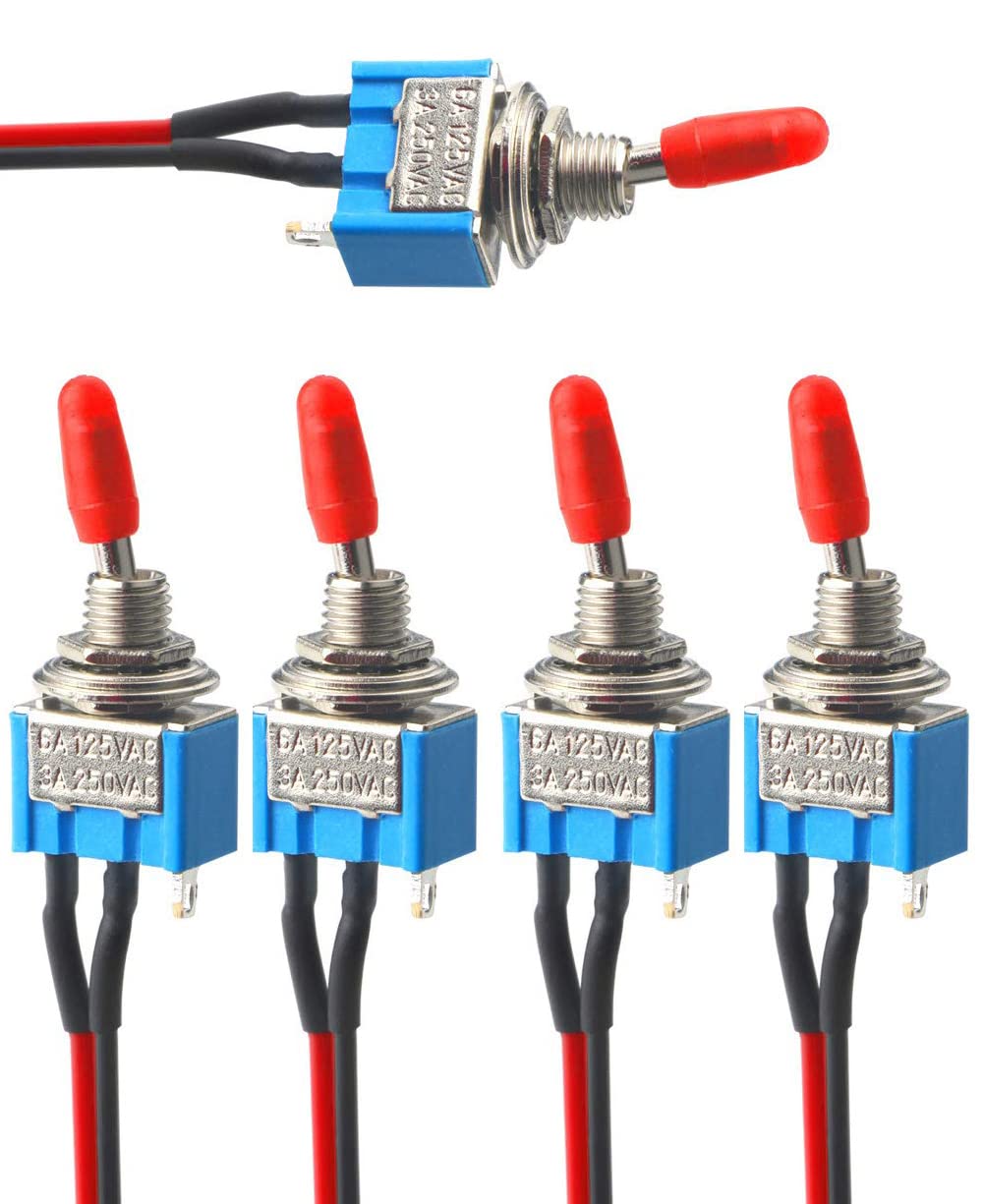 WANGCL 5PCS Rocker Toggle Switch Mini Toggle Switch ON/Off/ON 3 Pins with Pre-Wired for Car Truck Boat CNC lathes Medical Industrial Equipment-MTS-103