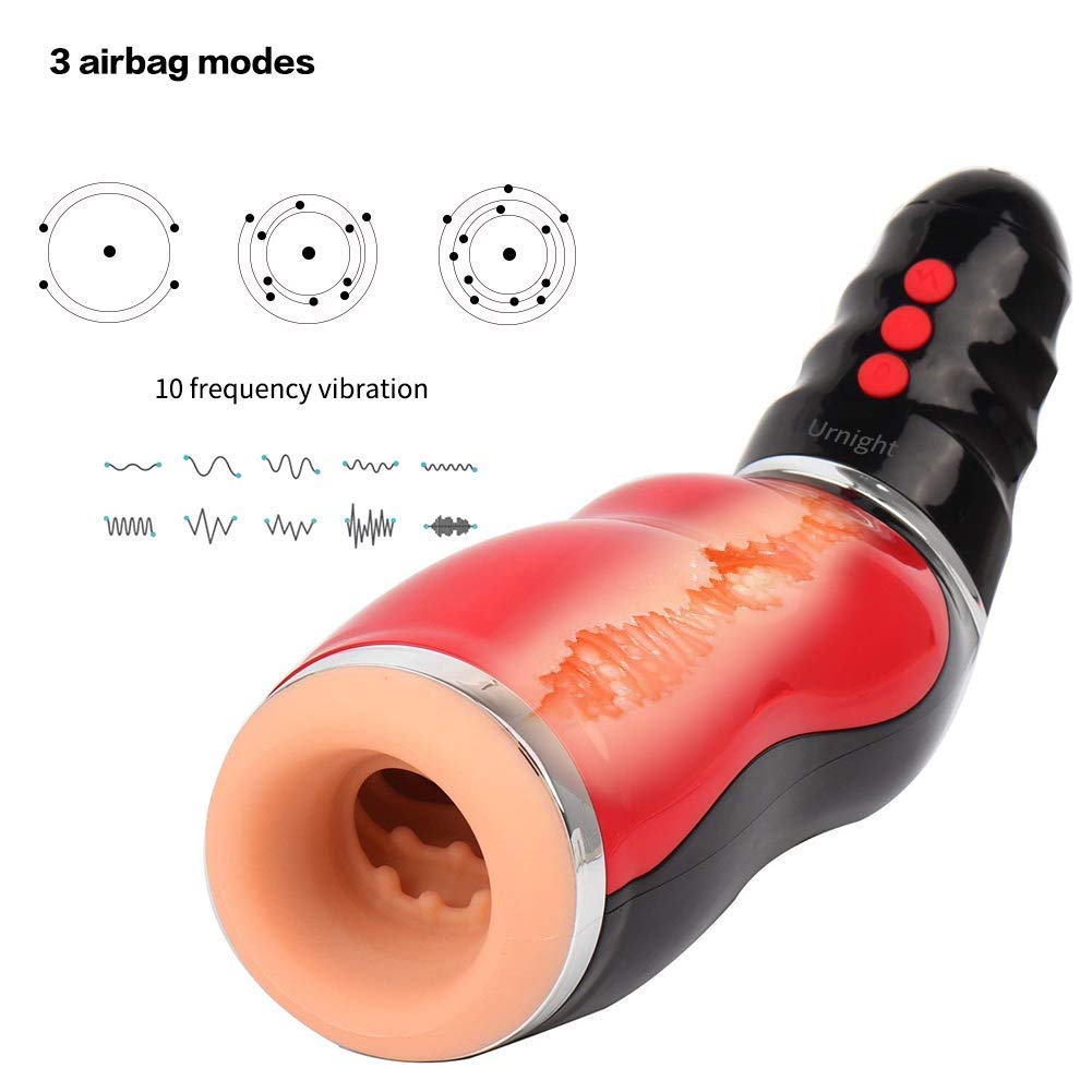 Urnight Masturbatoren Saugen Maschine Masturbation Cup mit Blowjob Stimme und 10 Frequenz 5 Geschwindigkeit Sexspielzeug Gay männer, Schwarz