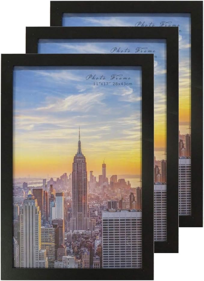 Frame Amo 11x17 Black Modern Picture or Poster Frame, 1