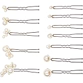 12 Pieces Bridal Pearl Hair Accessories Wedding Handmade Pearl Hair Pins for Brides, Women and Girls