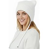 Women’s Warm Plush Rabbit Hair Hat Cat Beanie, Double-Layer Windproof Knit Hat Winter Thick Skull Cap with Cute 3D Cat Ears