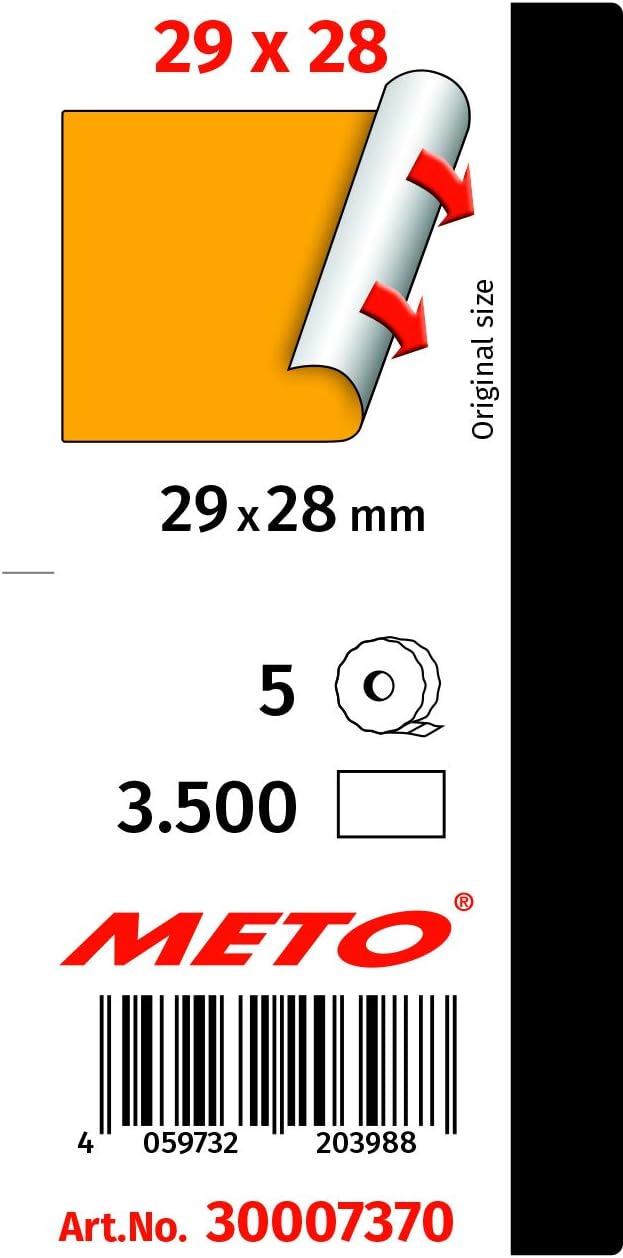 Meto Price Gun Labels (29×28 mm, Two-line, 3,500 Labels, Fluorescent Orange Permanently Adhesive, for METO Contact, Sato - Image 3
