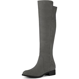 Allegra K Women's Side Zipper Chunky Heels Knee High Boots