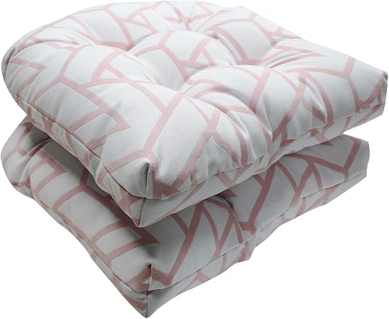 Amazon Com Fabritones Outdoor Chair Cushion 2 Packs 16x17 Inch Indoor Decorative Pink Chair Pads For Office Patio Chair Comfortable Geometric Triangle Pattern Seat Cushions With Ties Garden Outdoor