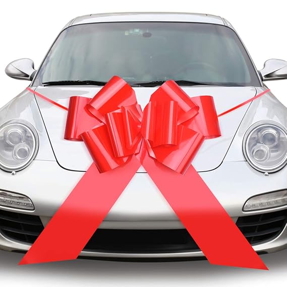Quacoww 23 Inches Red Large Car Bows Car Ribbon Bows Pull Bows for