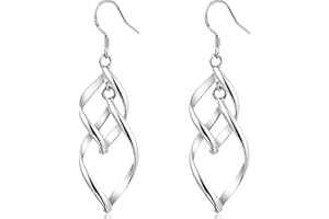 Double Twisted Drop Statement Earrings 925 Sterling Silver Earrings Dangle Earrings Handmade Hypoallergenic Infinity Earrings