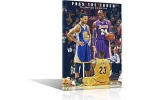 TUMOVO Sports Legends Black Mamba Lebron James & Stephen Curry Poster Wall Art Decor Framed Print 1 Pcs All Basketball Star Fans Gift for Guys & Girls Bedroom Decoration Ready to Hang - 12" Wx18 H