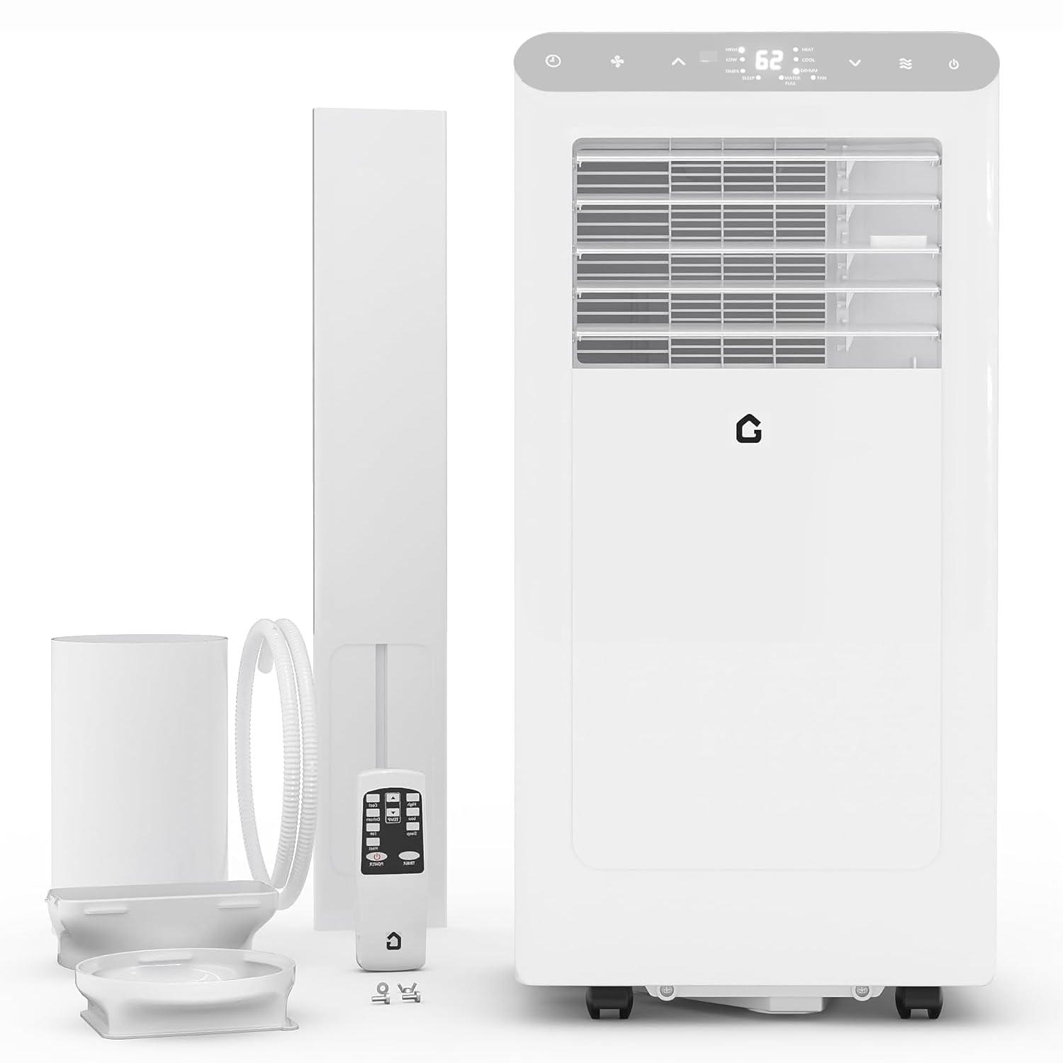 Garvee 8000 BTUs Portable Air Conditioner,Up to 350 Sq.Ft. Remote Control 48dB Portable AC Unit, Dehumidifier, Fan, Sleep, 24H Timer&Installation Kit, DOE Certified, Ceer 6.2,White+Grey Panel