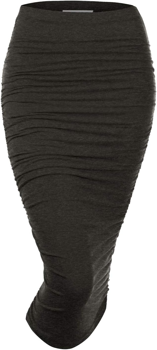 Womens Slim Fit Ruched Long Pencil Skirt with Plus Size