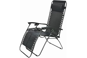 BTEXPERT Adjustable Steel Mesh Zero Gravity Lounge Chairs Outdoor Patio Recliner Beach Yard Garden with Pillow Utility Tray Cup Holder (One Piece, Black)