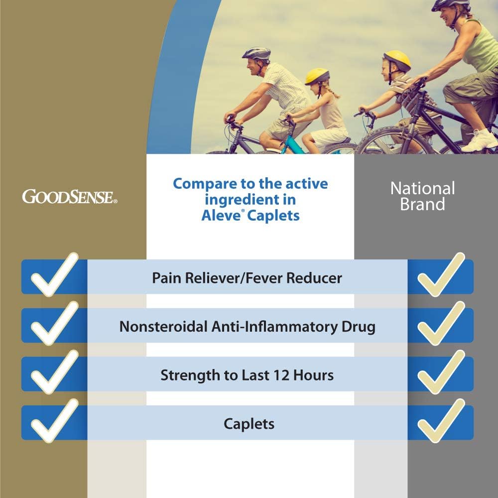 GoodSense Naproxen Sodium Tablets, 220 mg, All Day Pain Reliever and Fever Reducer, Strength to Last 12 Hours, 400 Count: Health & Personal Care