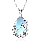 MISTBEE Flower Necklace Sterling Silver Moonstone Moss Agate Abalone Shell Flower Pendant Jewelry for Women
