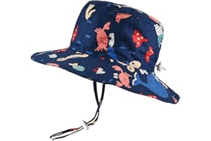 EXEMABA Baby Sun Hat Adjustable - Outdoor Toddler Swim Beach Pool Hat Kids UPF 50+ Wide Brim Chin Strap Summer Play Hat