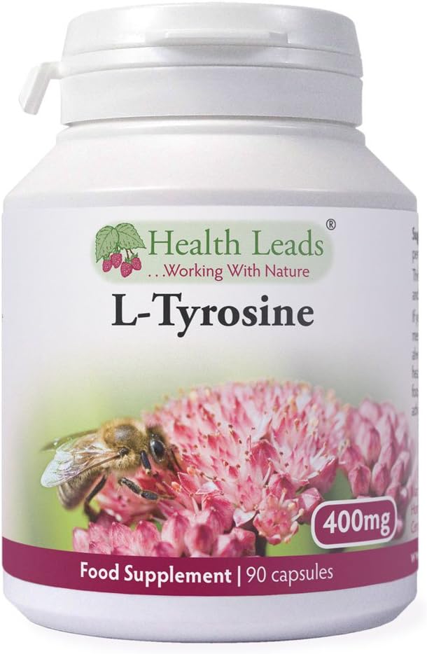 L-Tyrosine (Extra Strength) 400mg x 90 Capsules, for Mental Alertness Focus, Stress & Sleep, Free Form Amino Acid Supplement