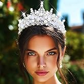 Kilshye Pearl Tiara Silver Wedding Crown Bridal Prom Hair Accessories for Women