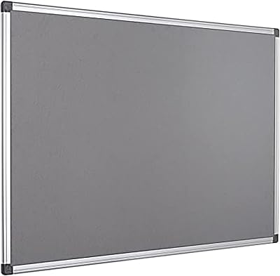 KAV 900x600mm Aluminium Frame Grey Notice Board Felt Bulletin Board Wall Mount