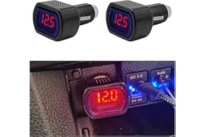 Suvnie 2 PCS Car LED Cigarette Lighter Voltmeter, DC 12V 24V Battery Voltage Digital Panel Meter, Universal Auto Electric Vol