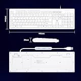 Rii RK907 USB Wired Keyboard Full Size UK Layout White view 8