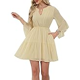 Womens Floral Chiffon Mini Dresses Western Ruffled Short Sleeve V Neck Flowy A Line Elegant Wedding Party Short Dress