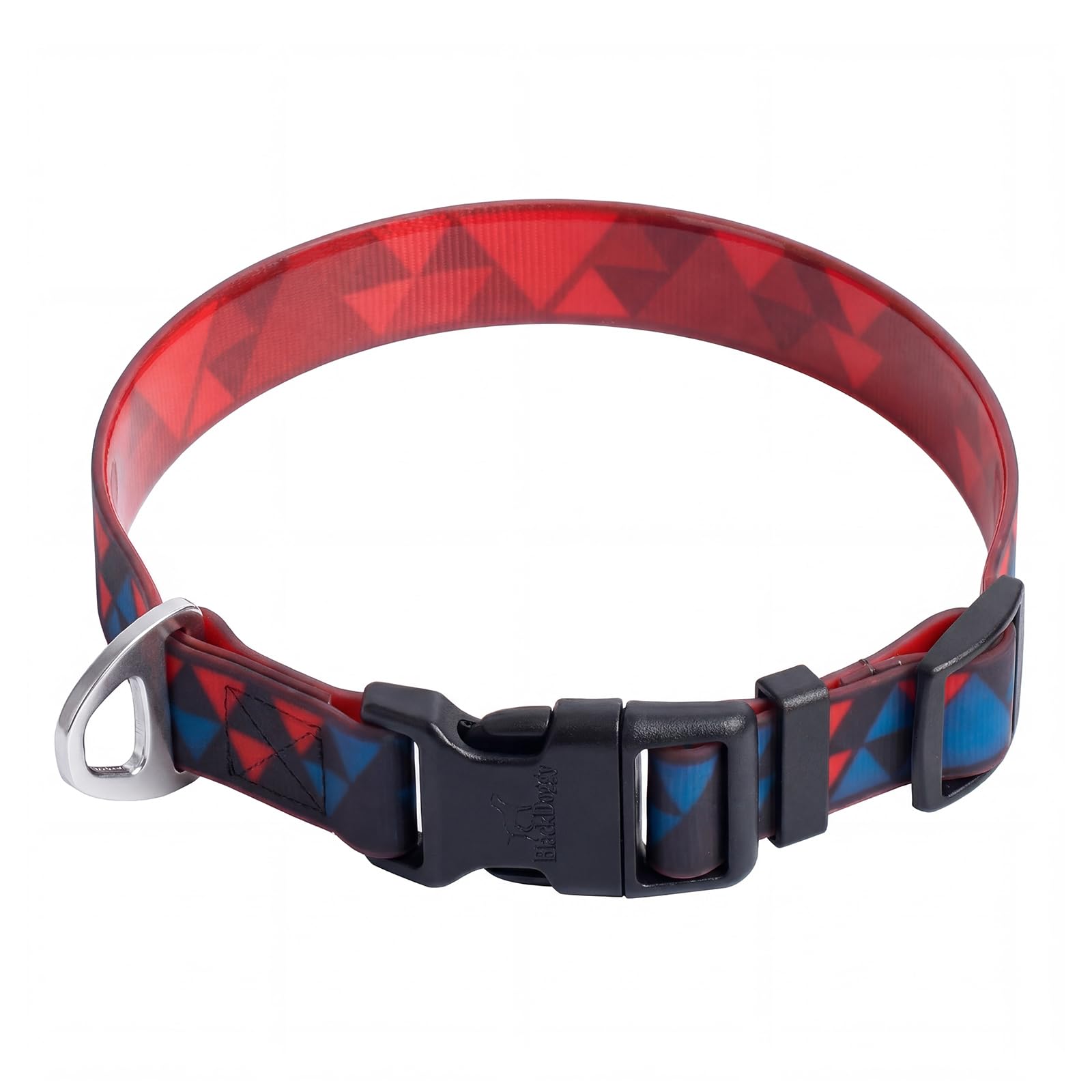 BlackDoggy Waterproof & Odor-Resistant Dog Collar, Heavy-Duty D-Ring & Adjustable Fit, Pet Collar for Small, Medium and Large Dogs (Small, Blue and Red)