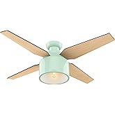 Hunter 52 inch Indoor Ceiling Fan with LED Light and Remote Control - Modern Ceiling Fan, Low Profile Mount, 4 Blades, For Be