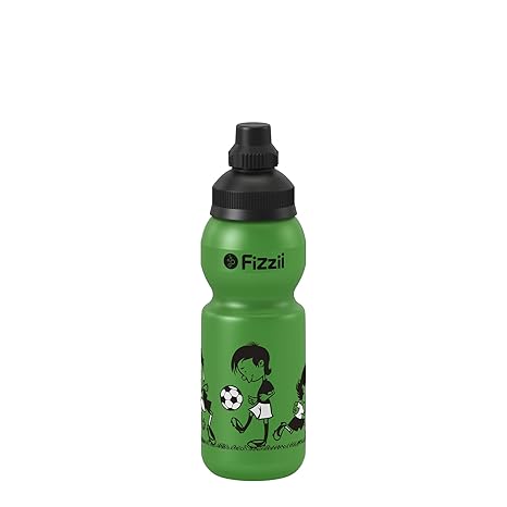 Fizzii Kinder- und Freizeittrinkflasche 330 ml (auslaufsicher bei Kohlensäure, schadstofffrei, spülmaschinenfest, Motiv: Fußb