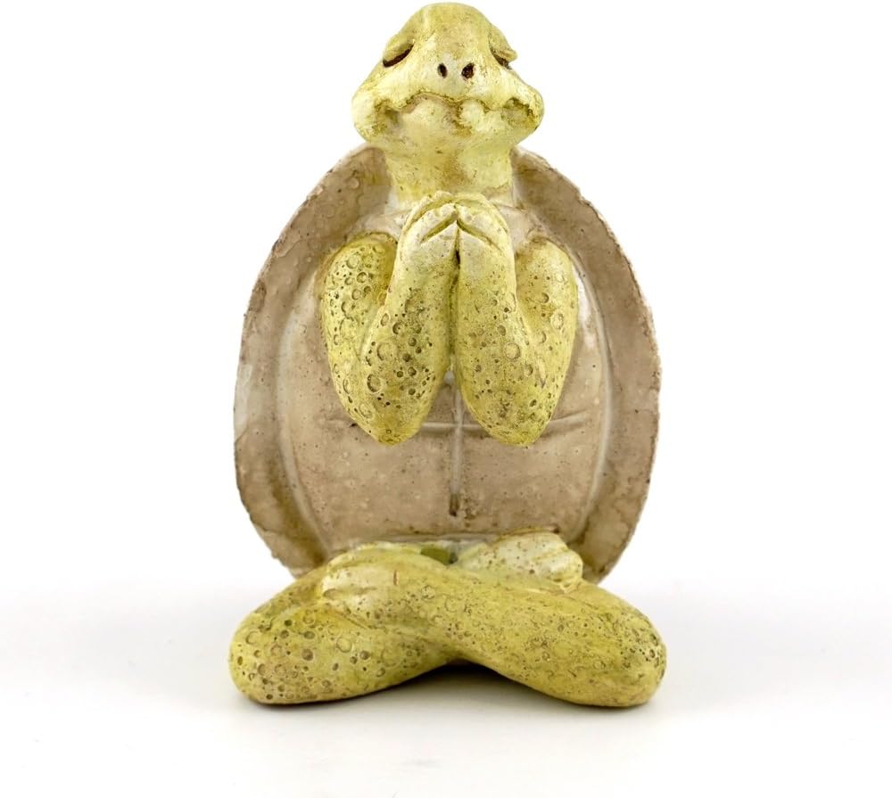 Top Collection Miniature Fairy Garden & Terrarium Yoga Turtle in Seated Namaste Pose Statue, Small