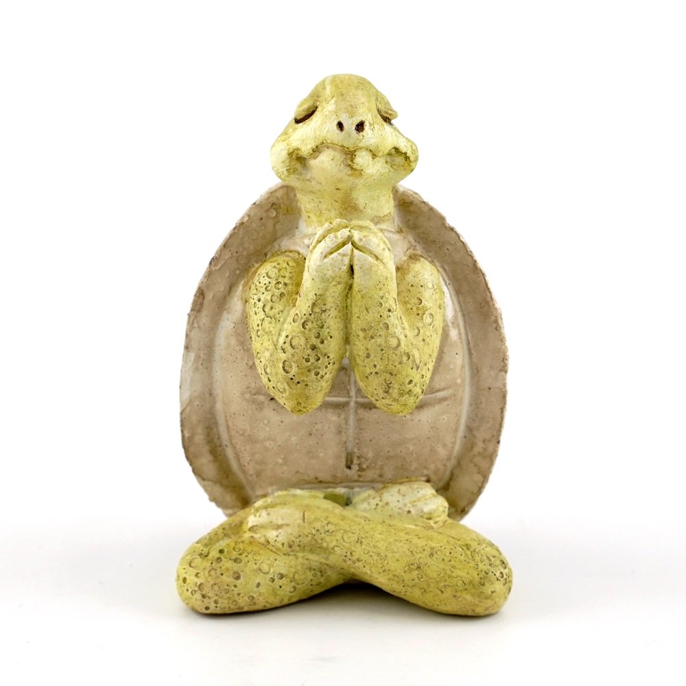 Top Collection Miniature Fairy Garden & Terrarium Yoga Turtle in Seated Namaste Pose Statue, Small