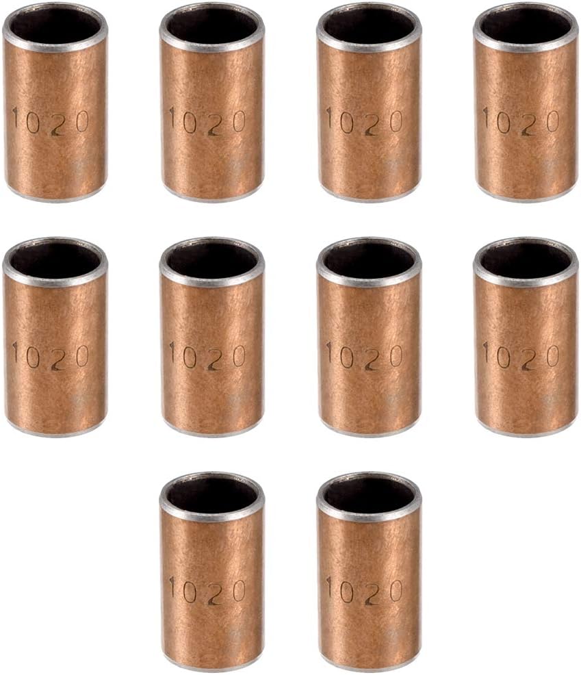 sourcing map Sleeve Bearings 10mm ID x 12mm OD x 20mm L Plain Oilless Bushings
