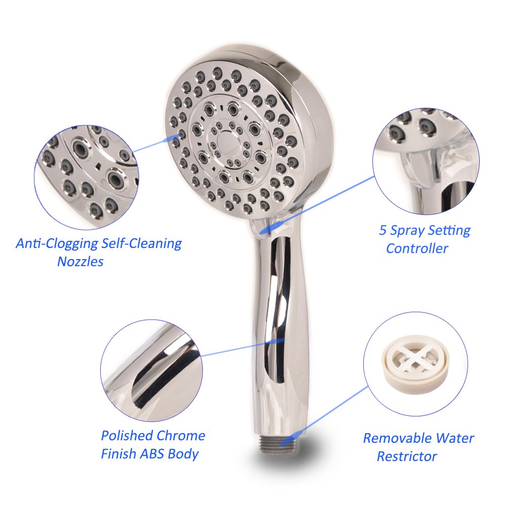 Shower Head With Hose 5 Function Shower Head Removable Water