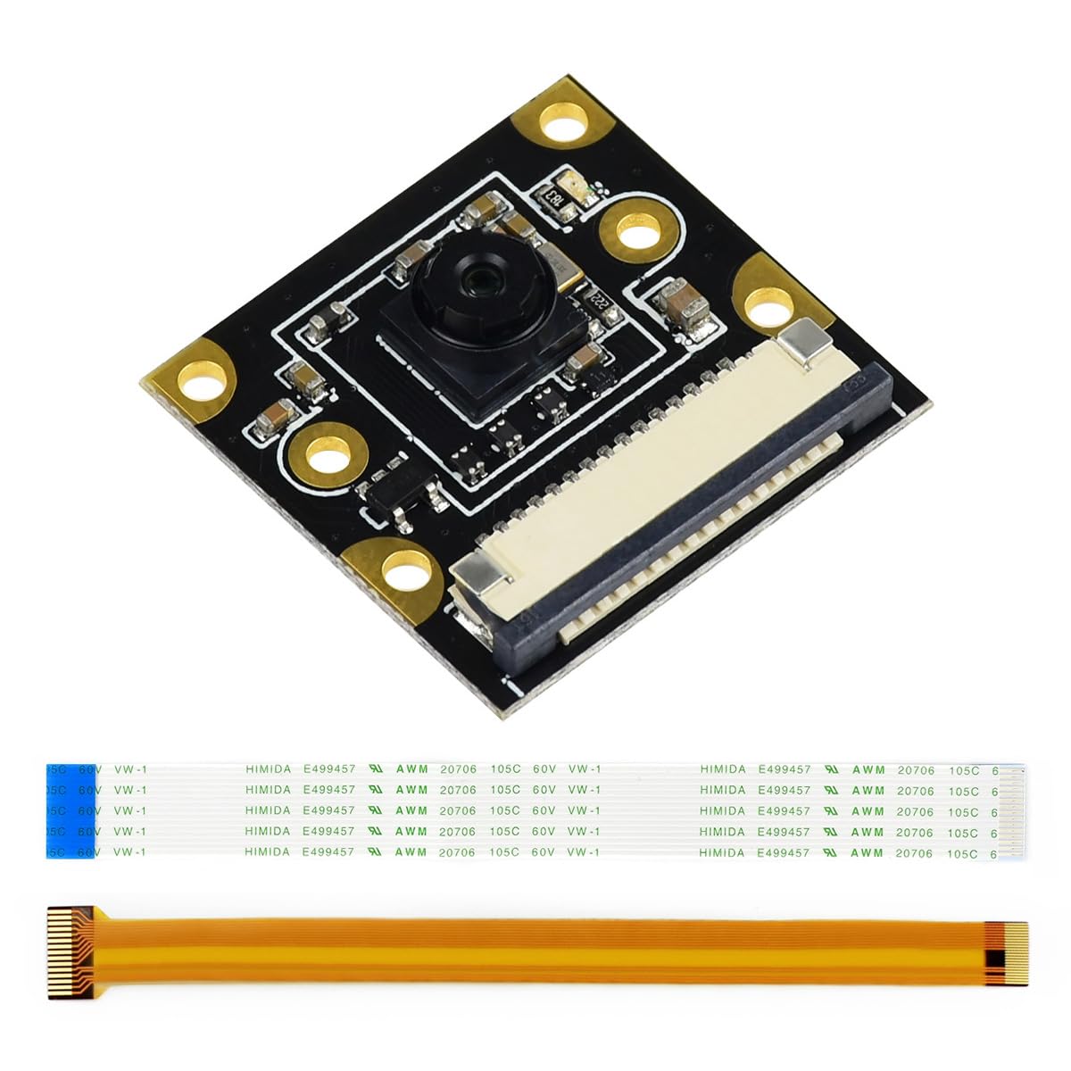 Waveshare IMX219-77 Camera Applicable for Jetson Nano Compute Module 3/3+, 8 Megapixels 3280 × 2464 1/4inch 2.96mm Focal Length 77 Degree Provides 3.3V Power Output