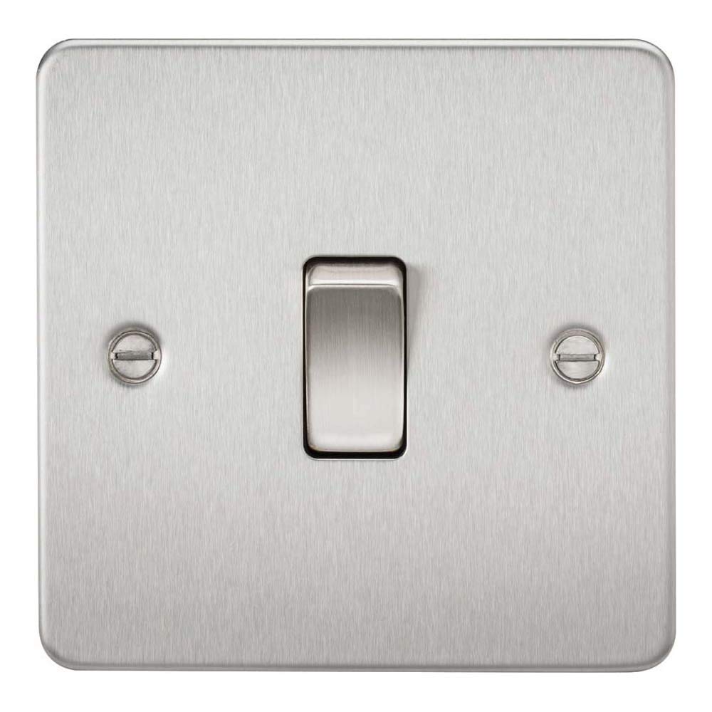 Knightsbridge FP2000BC Flat Plate 2 Way Switch, Brushed Chrome, 10AX, 1G โ image 1