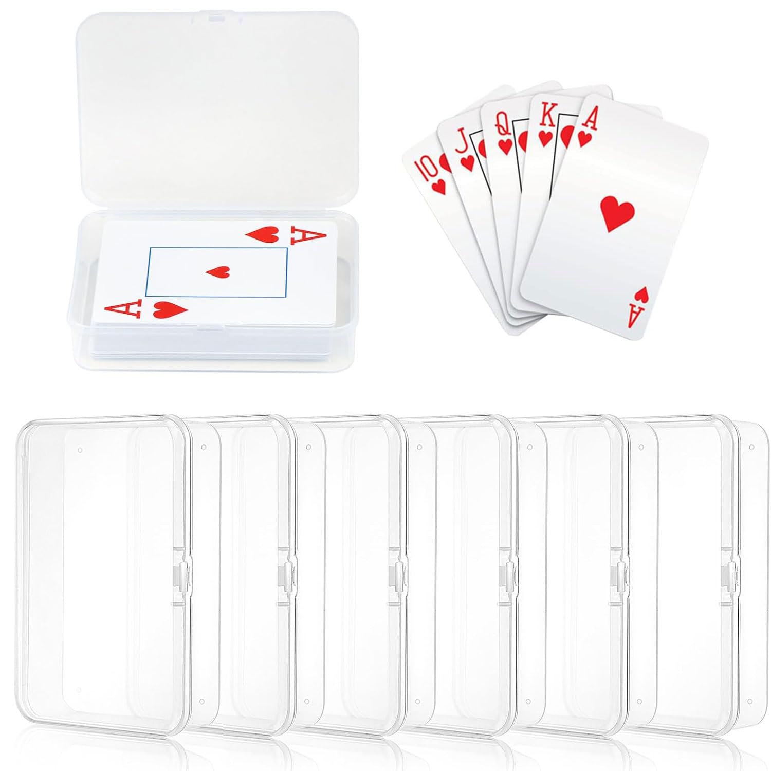 BOBOZHONG 6-Pack Clear Plastic Playing Card Boxes – Small Card Storage Cases (4.1 x 3 x 1 Inch) for Game Cards, Trading Cards, Sports Cards, Bank & Business Cards – Portable & Snap Closure Design