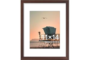 smiry Picture Frame 11x14, Display Pictures 8x10 with Mat or 11x14 without Mat, Photo Frame for Wall or Table Top Display, Br