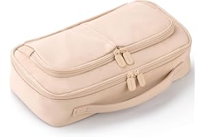 HVOMO Durable Large Capacity Student Pencil Case Pen Bag with Handle-Multi-Functional for School Teen Boys and Girls Women Men (Brown)