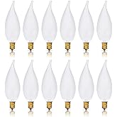 Simba Lighting Candelabra Flame Tip Frosted CA10 40W E12 Base (12 Pack) Decorative Incandescent Light Bulbs 120V for Chandeli