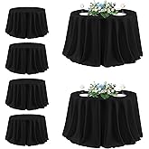 sancua Black Round Tablecloth 132 Inch Diameter, 6 Pack - Circle Polyester Fabric Table Cloth for Wedding Party Reception Banquet Birthday, Washable Formal Table Cover (Fit 54-96 Inch Tables)