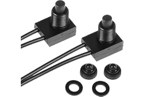 Jawfait 12V Waterproof Push Button Switch, KP-107 RV Fan ON/Off SPST Switch with 4.7" Wires, Durable for Motorcycle, Car, Truck, Yacht, Bathroom Fan, LED Lights, Suitable for DIY Enthusiasts (2)